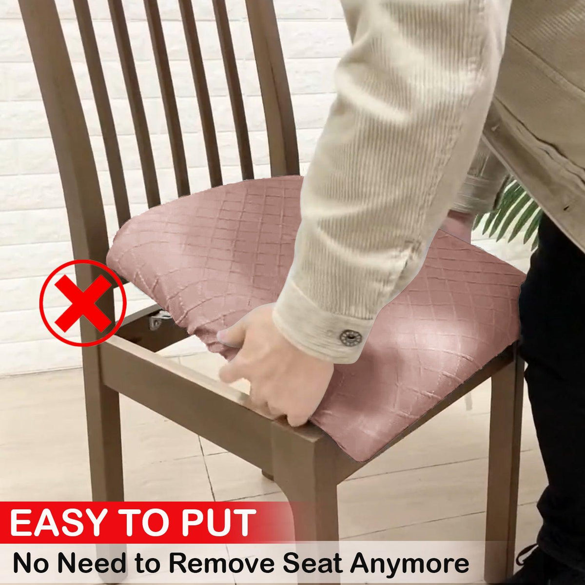 100% Waterproof Jacquard Dining Chair Seat Cushion Cover, Pink - HOKIPO | Har Ghar ka Humsafar