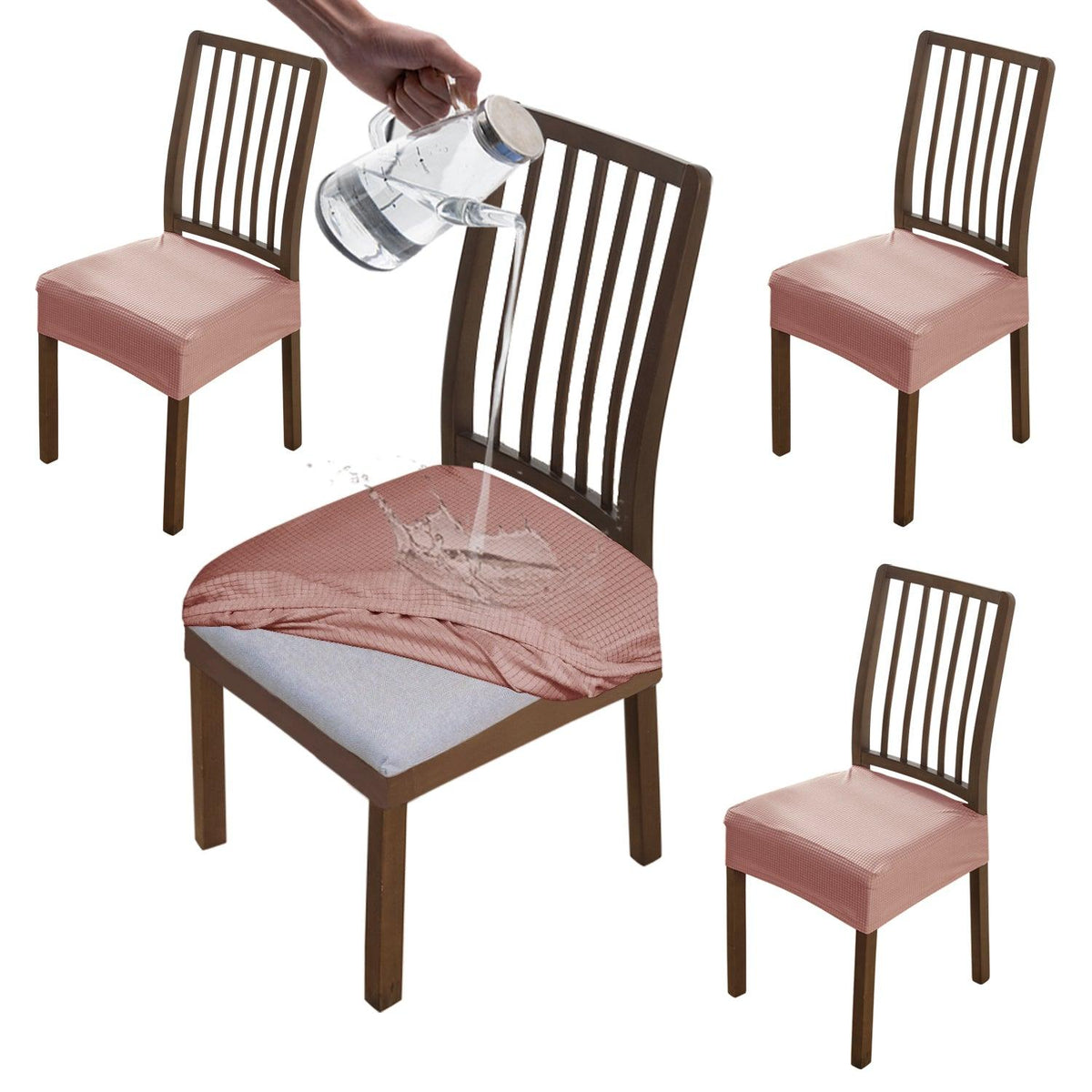 100% Waterproof Jacquard Dining Chair Seat Cushion Cover, Pink - HOKIPO | Har Ghar ka Humsafar