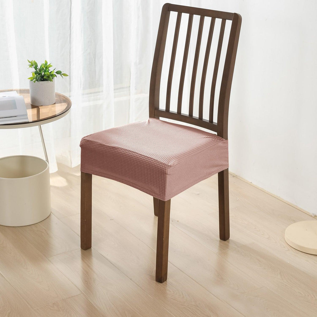 100% Waterproof Jacquard Dining Chair Seat Cushion Cover, Pink - HOKIPO | Har Ghar ka Humsafar