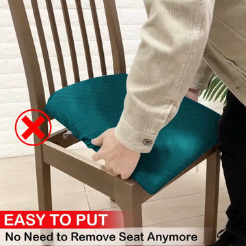 100% Waterproof Jacquard Dining Chair Seat Cushion Cover, Teal