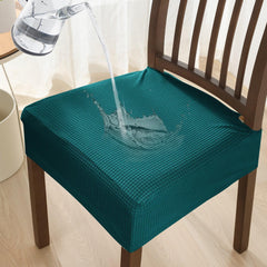 100% Waterproof Jacquard Dining Chair Seat Cushion Cover, Teal - HOKIPO | Har Ghar ka Humsafar