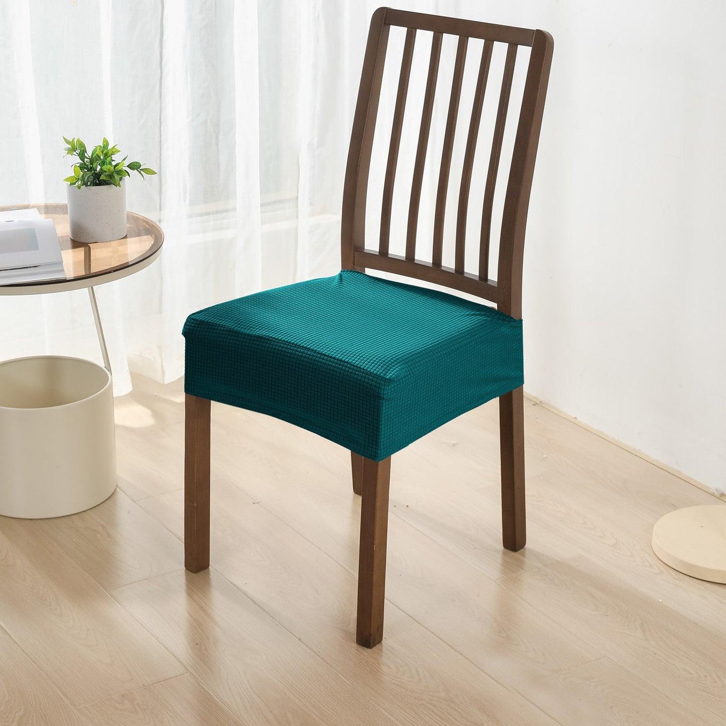 100% Waterproof Jacquard Dining Chair Seat Cushion Cover, Teal - HOKIPO | Har Ghar ka Humsafar