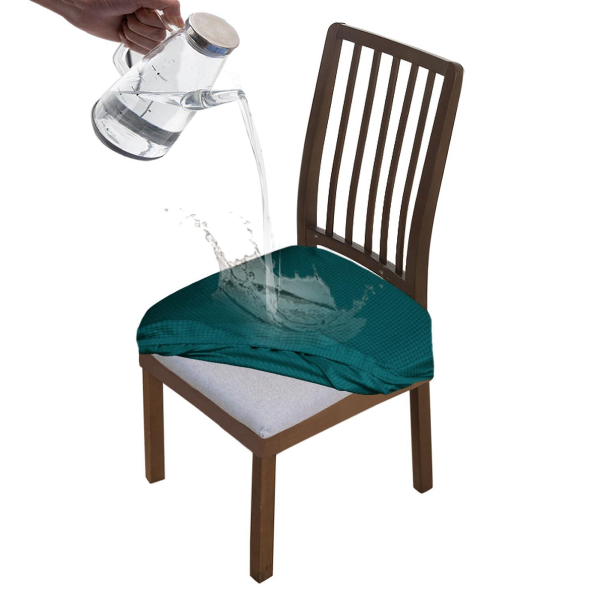 100% Waterproof Jacquard Dining Chair Seat Cushion Cover, Teal - HOKIPO | Har Ghar ka Humsafar