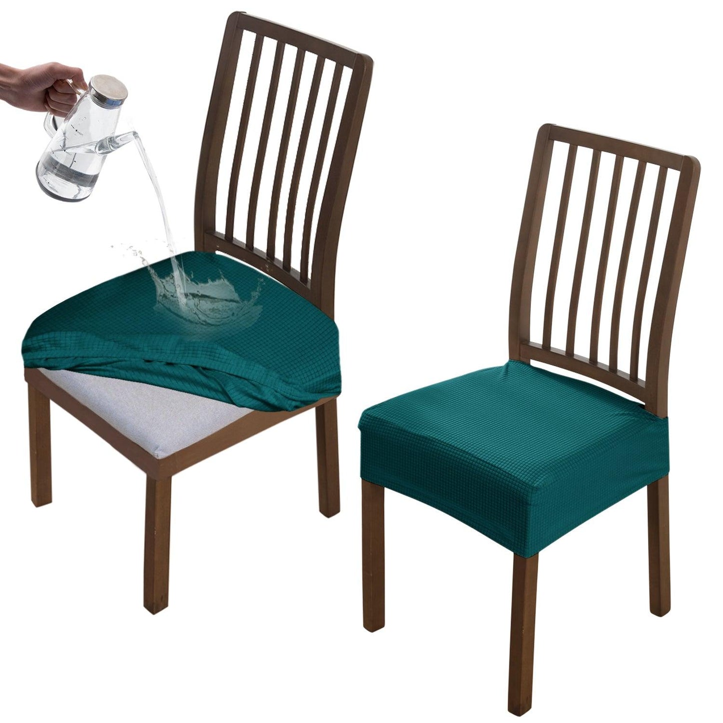 100% Waterproof Jacquard Dining Chair Seat Cushion Cover, Teal - HOKIPO | Har Ghar ka Humsafar