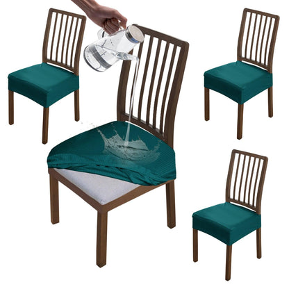 100% Waterproof Jacquard Dining Chair Seat Cushion Cover, Teal - HOKIPO | Har Ghar ka Humsafar