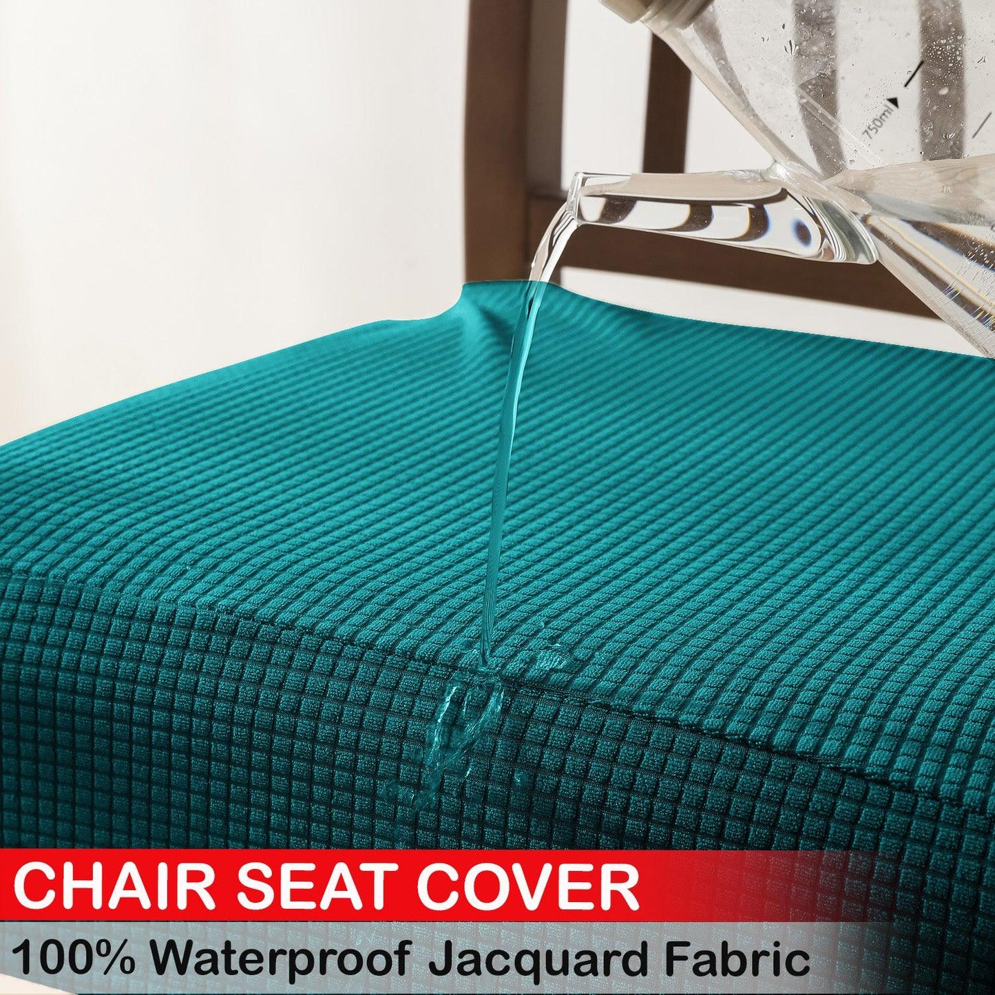 100% Waterproof Jacquard Dining Chair Seat Cushion Cover, Teal - HOKIPO | Har Ghar ka Humsafar