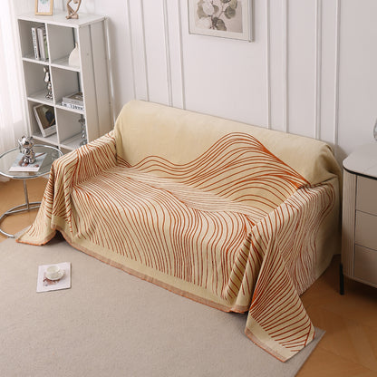 WaveLoom Collection Printed Chenille Sofa Cover Throw, Orange