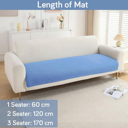 Quilted Sofa Cover Mat for 1/2/3 Seater Sofa, Blue