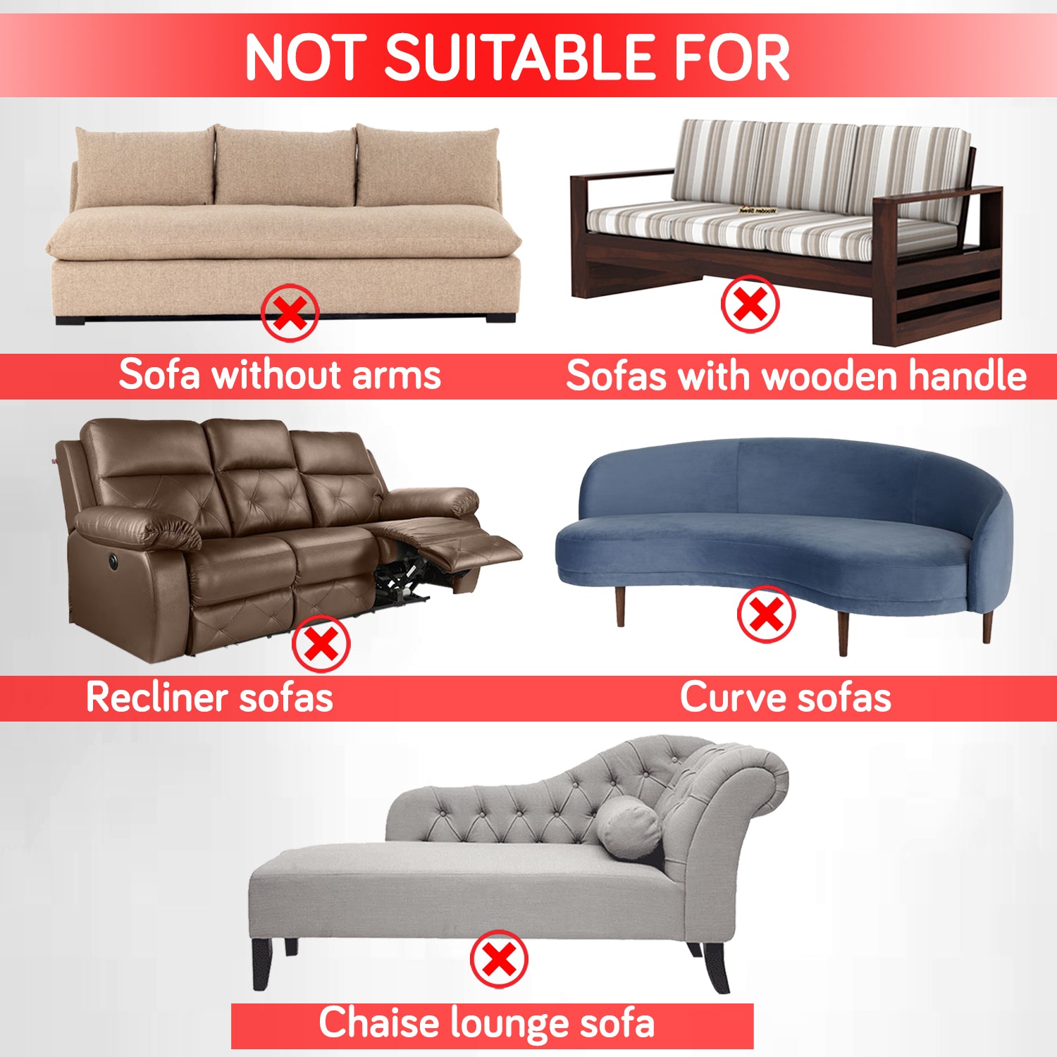 Sofas which are not suitable for elastic sofa cover