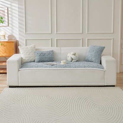 'Italian Caelora' Luxury Jacquard Plush Sofa Cover Mat and Anti-Slip Armrest Covers - Powder Blue