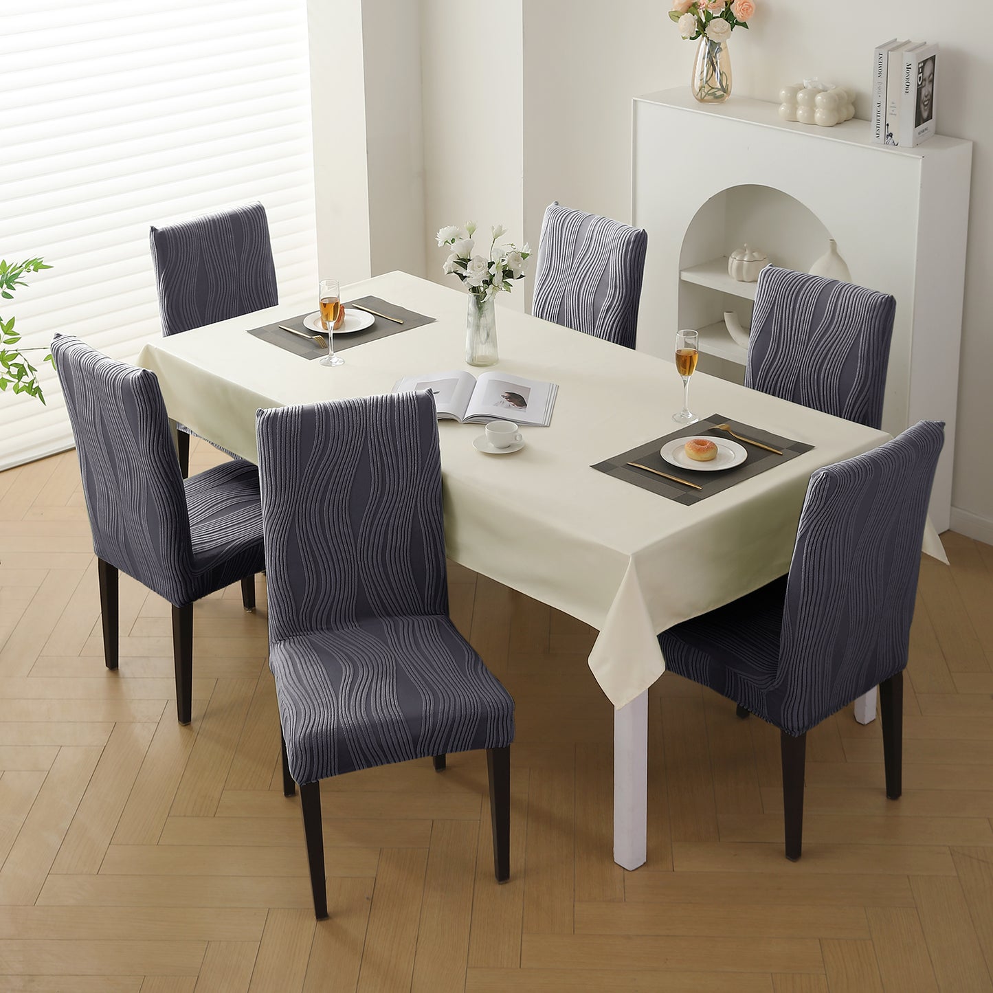 Nestiva Series Stretchable Knitting Jacquard Chair Cover - Porpoise Grey