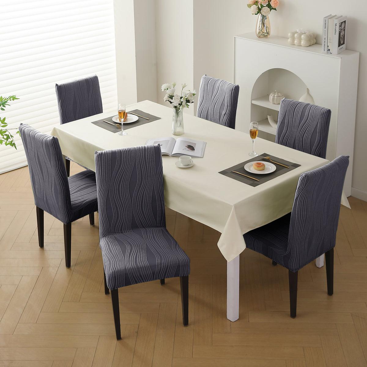 Nestiva Series Stretchable Knitting Jacquard Chair Cover - Porpoise Grey