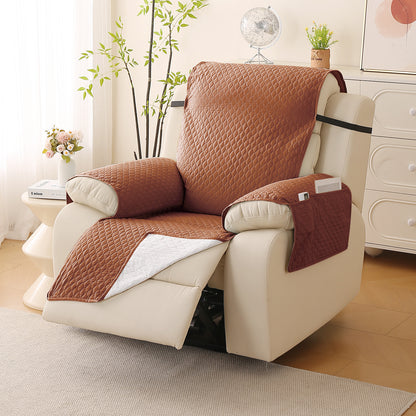 Quilted Recliner Mats for 1 Seater Recliner Sofa, Brown