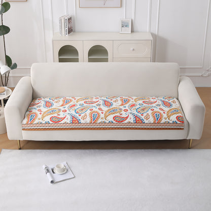 LiefNest Holland Velvet Sofa Cover Mat with Foam Filling - Paisley Multicolor