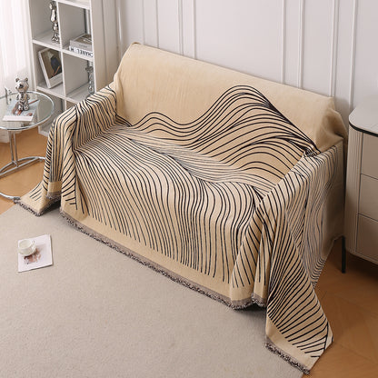 WaveLoom Collection Printed Chenille Sofa Cover Throw Blanket, Brown