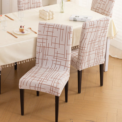 Crossline Series 180 GSM Jacquard Chair Cover Set 1/2/4/6, Rust Brown
