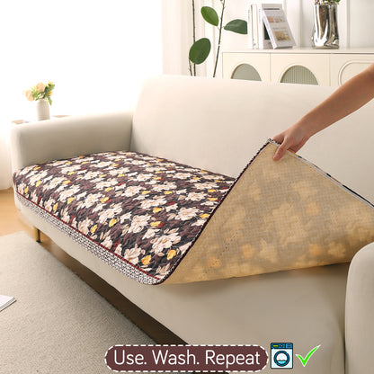 Florentina Series Premium Holland Velvet Sofa Cover Mat - Camellia Brown