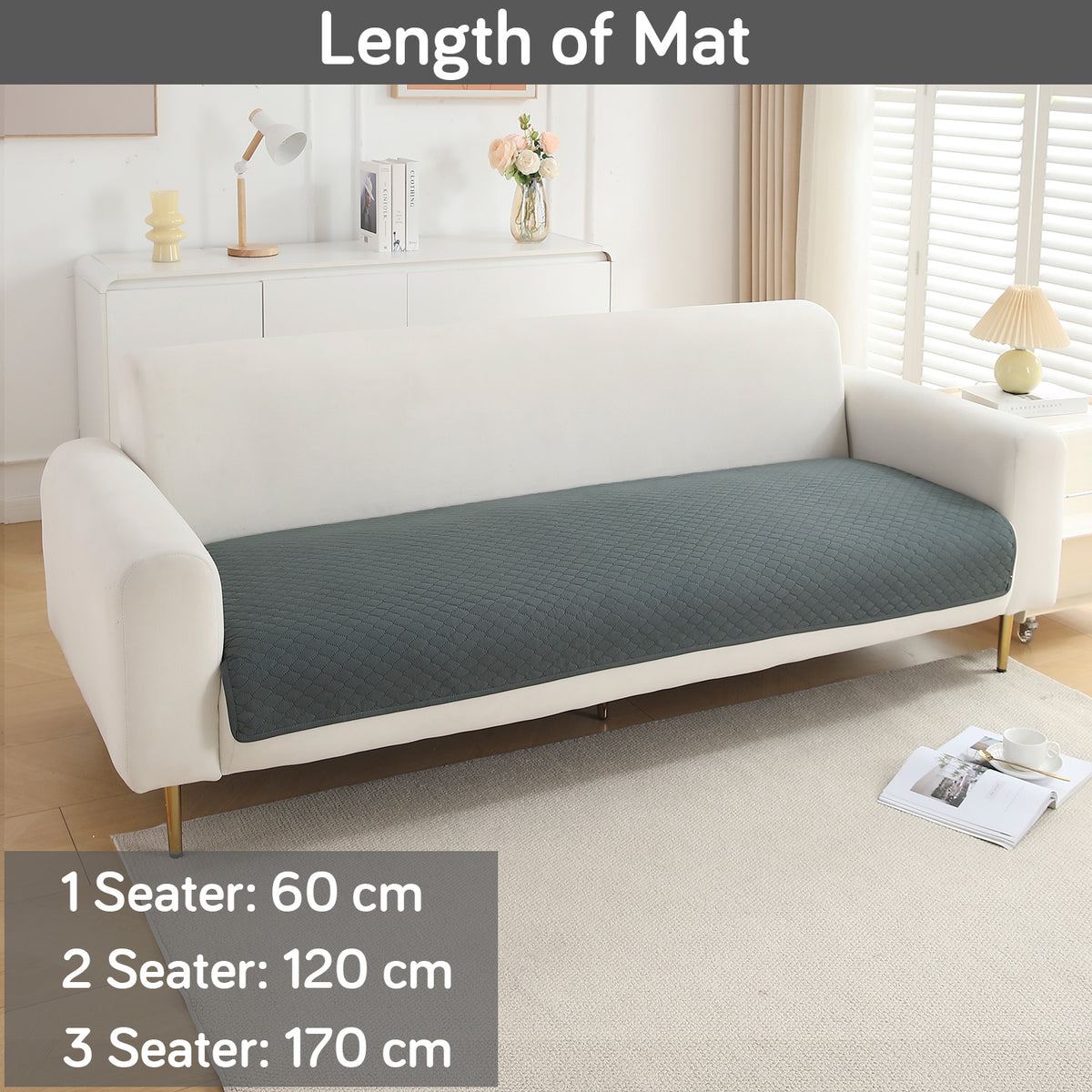 Polyester Quilted Sofa Cover Mats, Grey