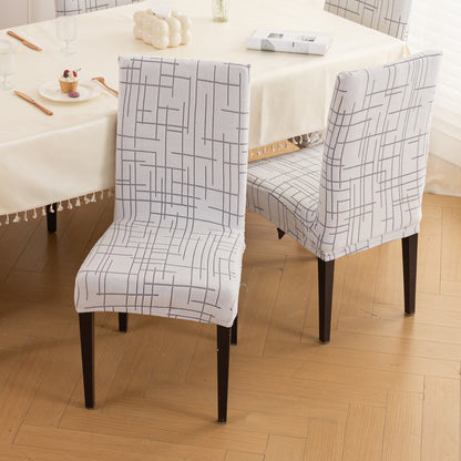 'Crossline Series' 180 GSM Jacquard Chair Cover Set 1/2/4/6, Light Grey