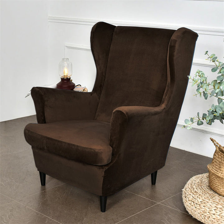 Premium Original Velvet Wing Chair Cover, Brown