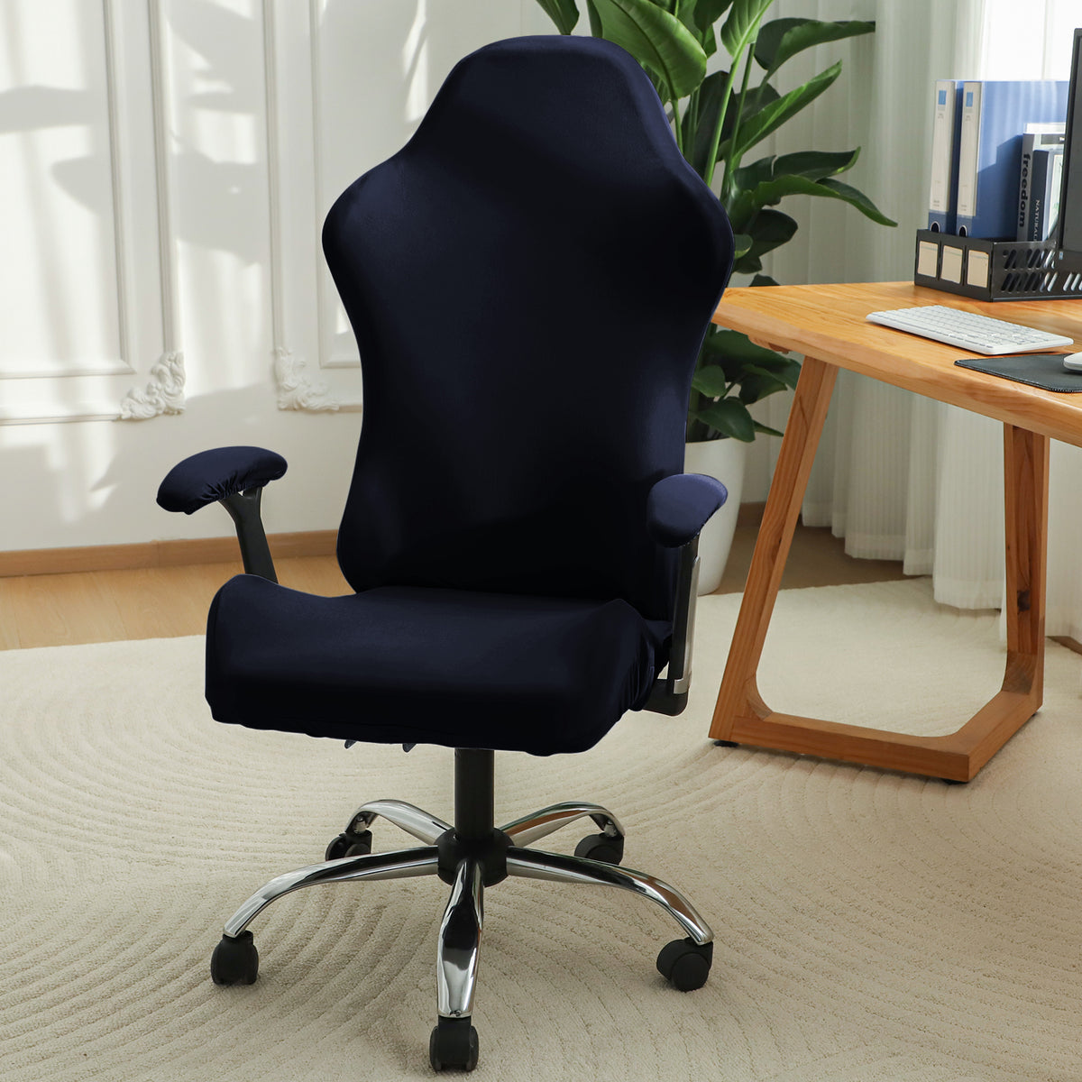 Gaming Chair Cover Stretchable Computer Rotating Chair Seat Covers Slipcover, Navy Blue