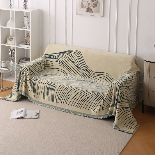 WaveLoom Collection Printed Chenille Sofa Cover Throw, Peacock Green