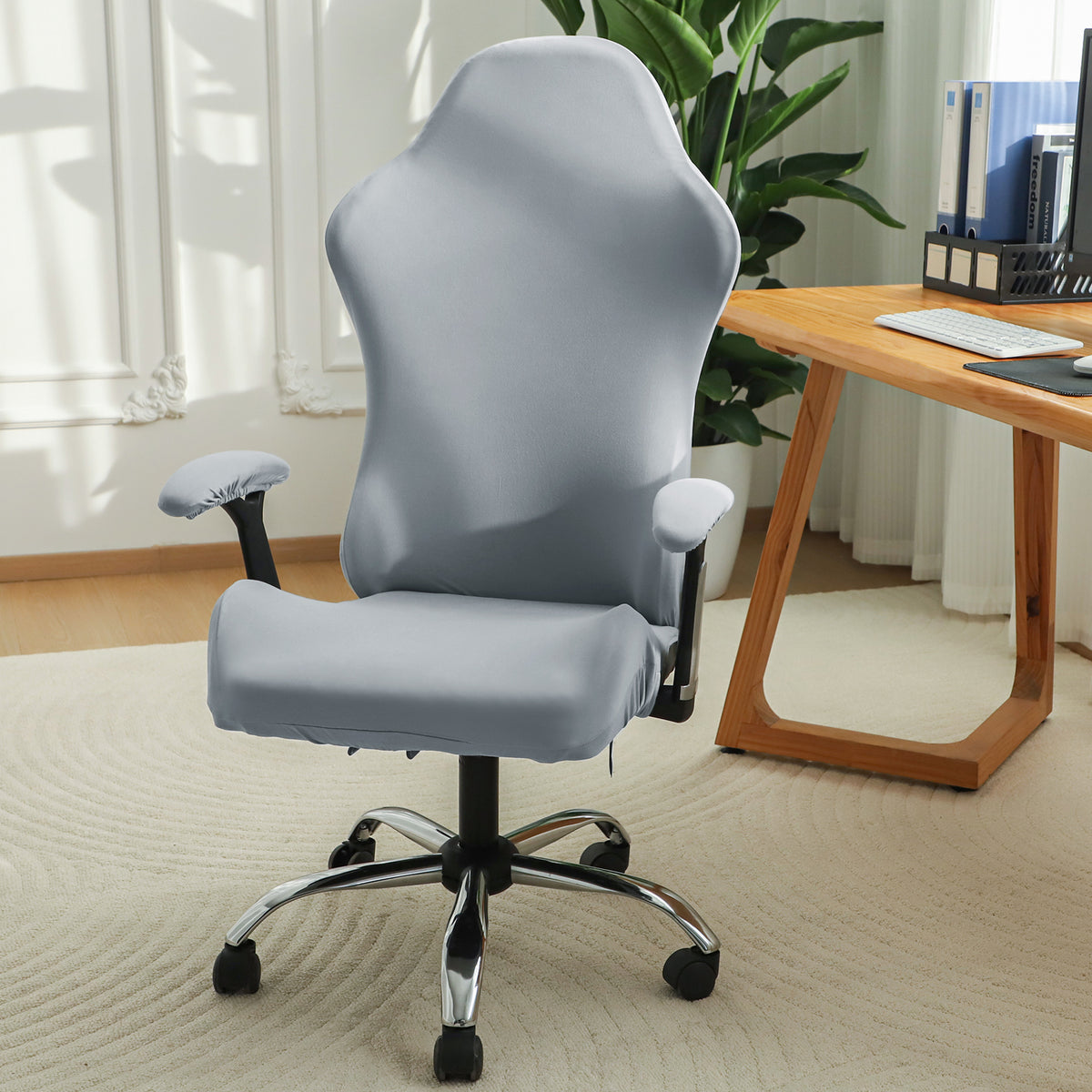 Gaming Chair Cover Stretchable Computer Rotating Chair Seat Covers Slipcover, Smoke Grey