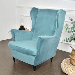 Premium Original Velvet Wing Chair Cover, Sky Blue
