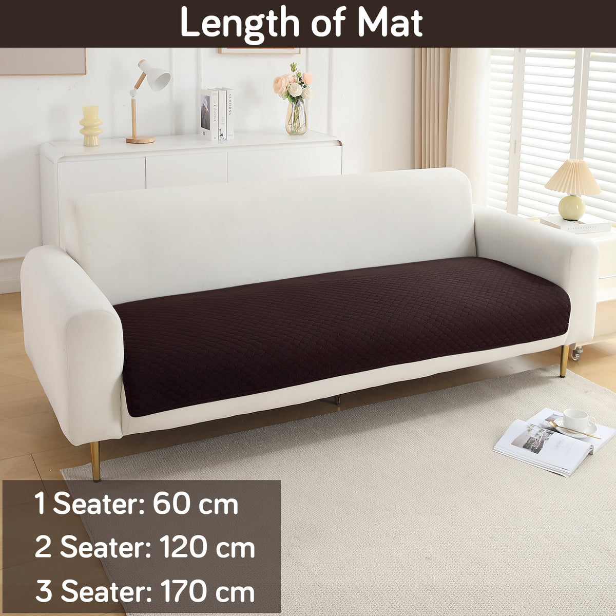 Polyester Quilted Sofa Cover Mats, Dark Brown