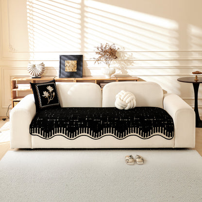 Premium Supple Soft Wavy Sofa Cover Mat, Black