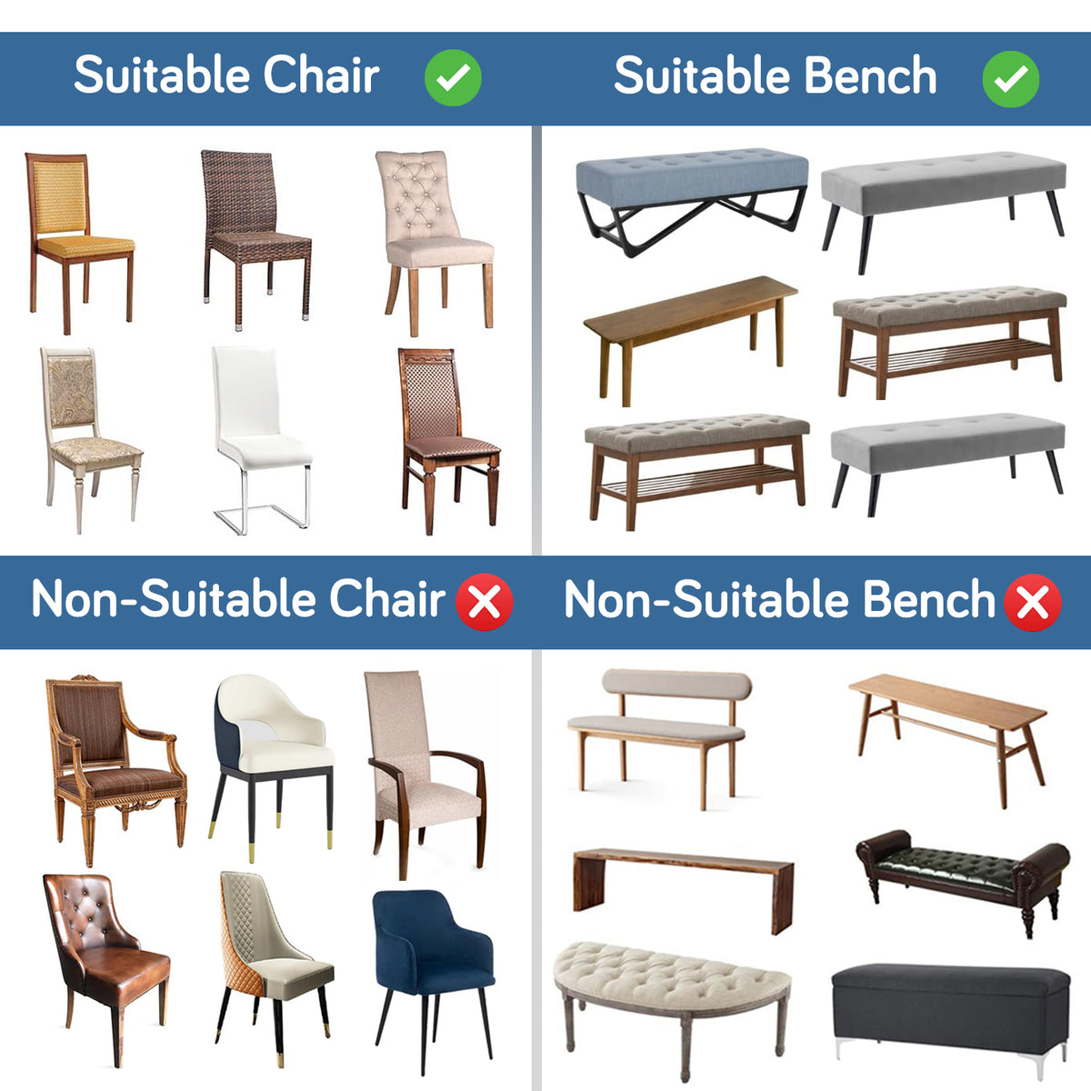 Premium Velvet Cover Set for 4 Dining Chairs + 1 Dining Bench, Blue Azure Botanical