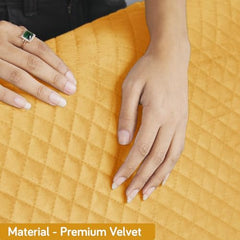 Quilted Velvet Sofa Cover Mat with Side Pockets, Pet Friendly, Mustard Yellow