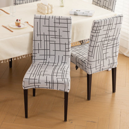 'Crossline Series' 180 GSM Jacquard Chair Cover Set 1/2/4/6, Dark Grey