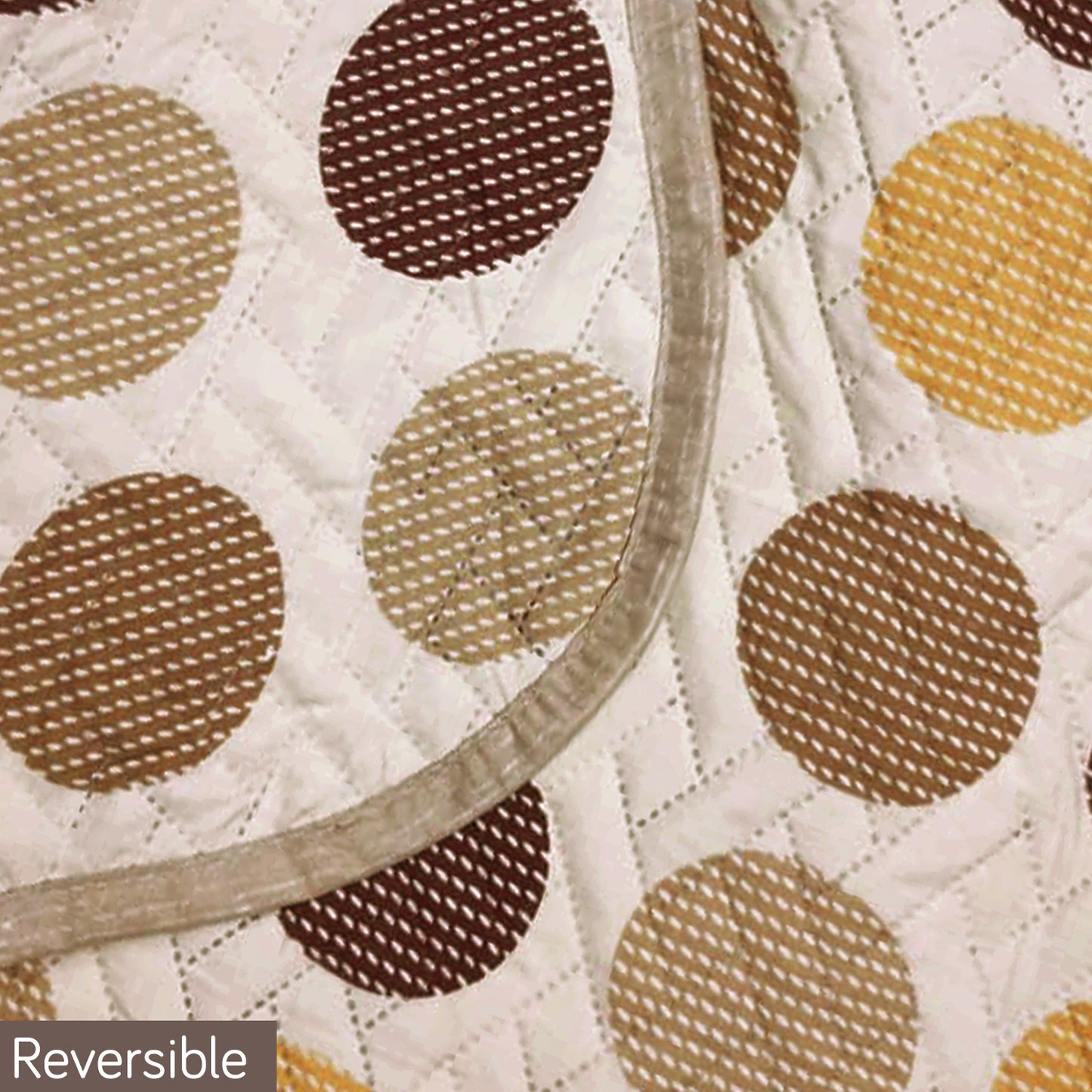 HomeHues Series Quilted Sofa Cover with Secure Fit Belt for L Shape sofa, Brown Polka Dot