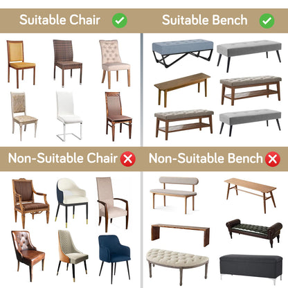 Premium Velvet Cover Set for 4 Dining Chairs + 1 Dining Bench, Buttercream Magnolia Whisper