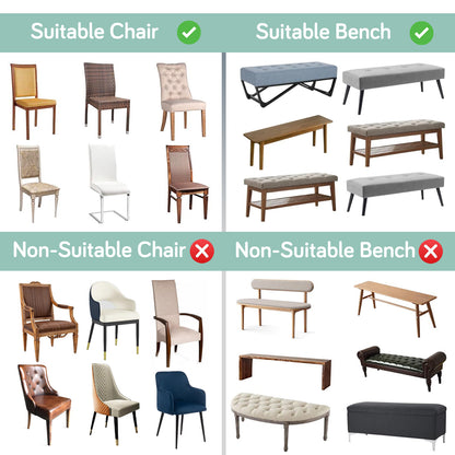 Premium Velvet Cover Set for 4 Dining Chairs + 1 Dining Bench, Beige Persian Garden