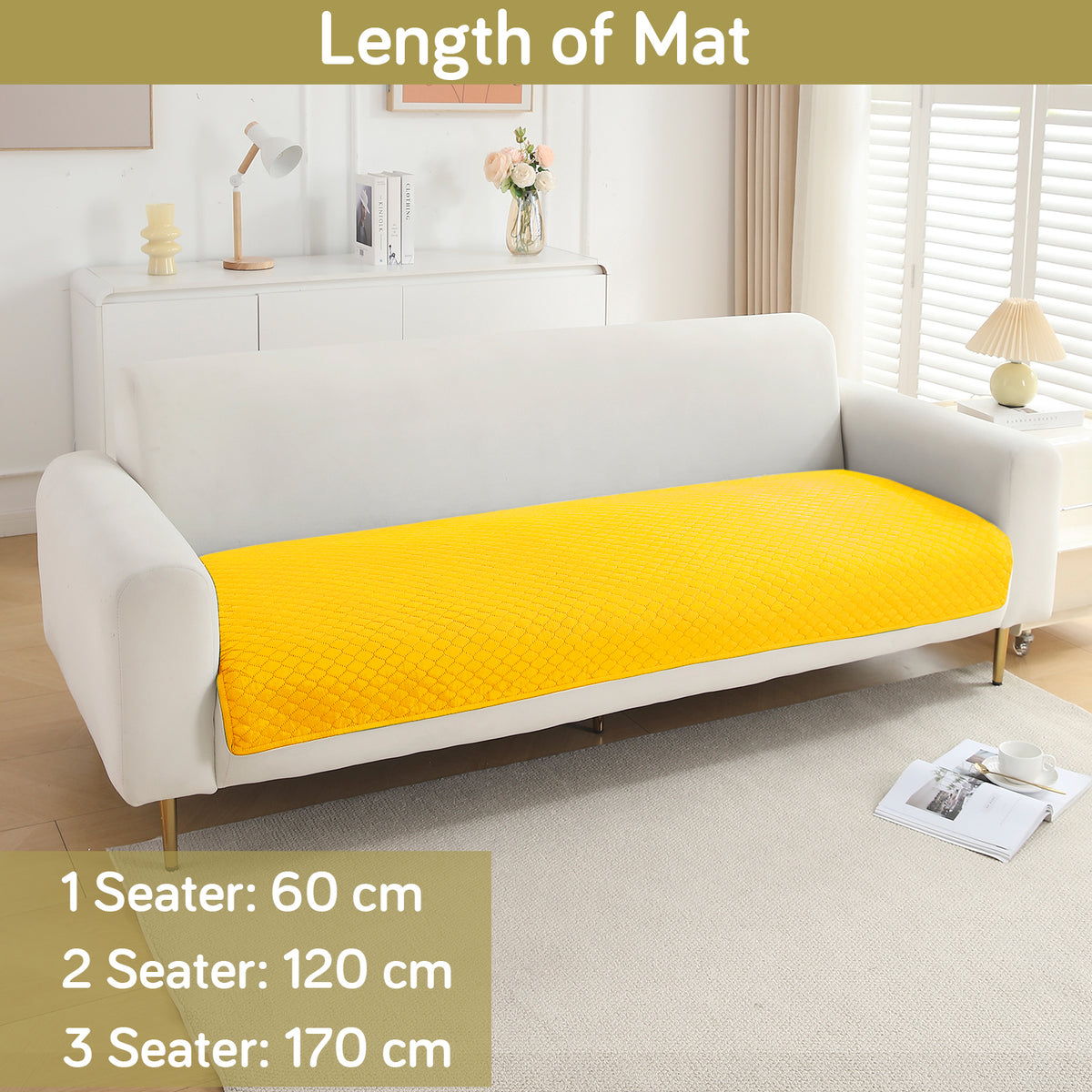 Polyester Quilted Sofa Cover Mats, Yellow