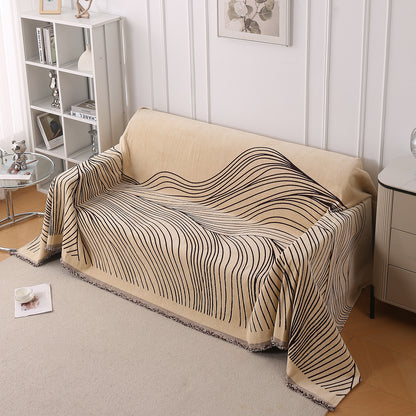 WaveLoom Collection Printed Chenille Sofa Cover Throw Blanket, Brown