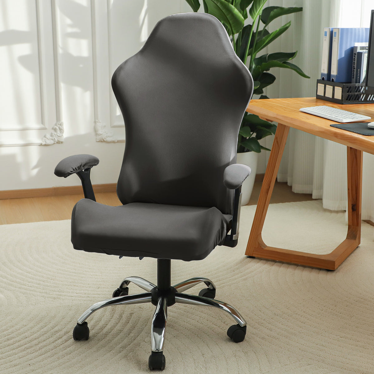 Gaming Chair Cover Stretchable Computer Rotating Chair Seat Covers Slipcover, Grey
