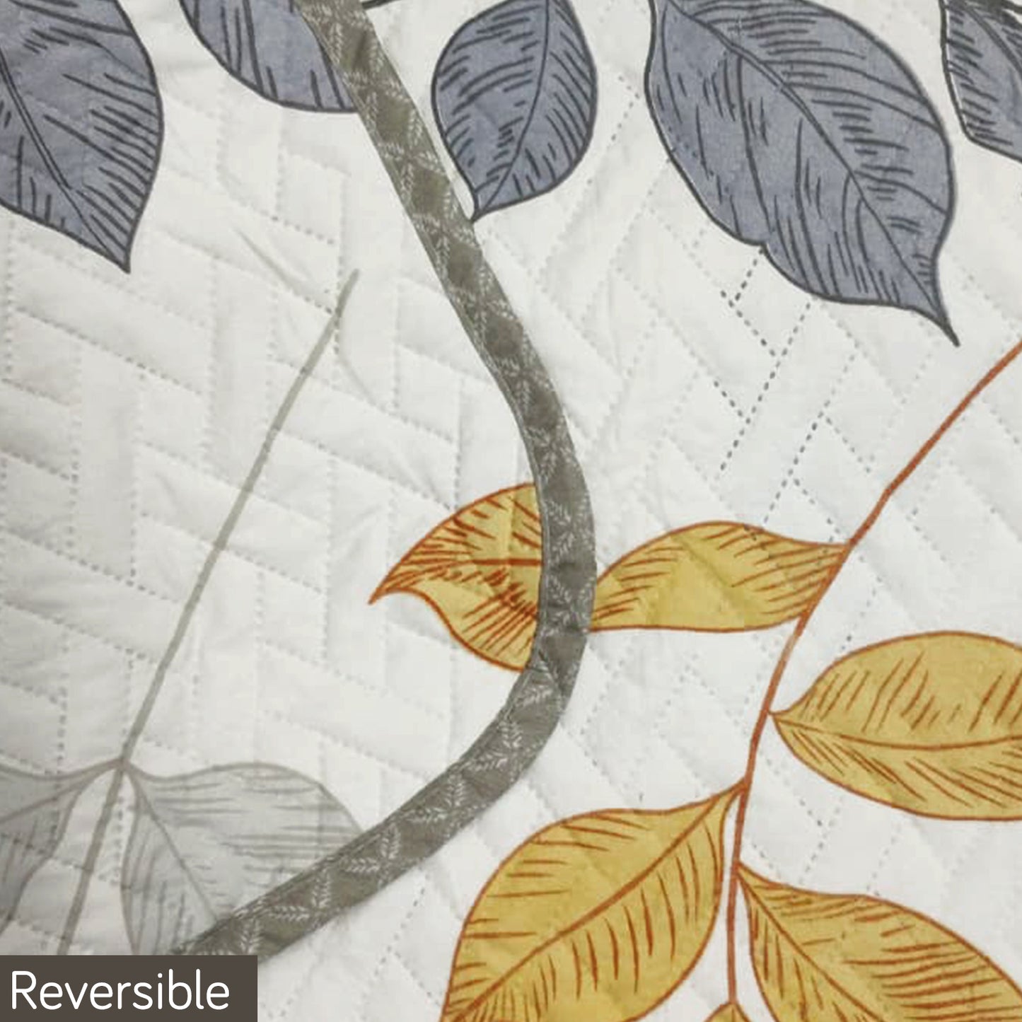 HomeHues Series Quilted Sofa Cover with Secure Fit Belt for L Shape sofa, Multicolor Leaves