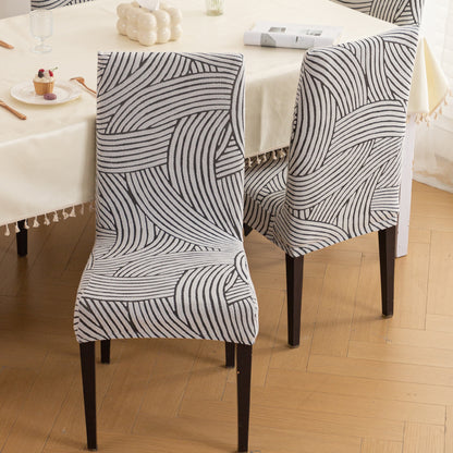 WaveLine Series 180 GSM Jacquard Chair Cover Set 1/2/4/6, Classic White