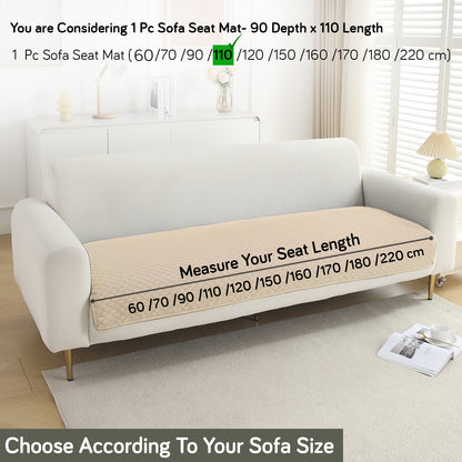 Polyester Quilted Sofa Cover Mats, Beige