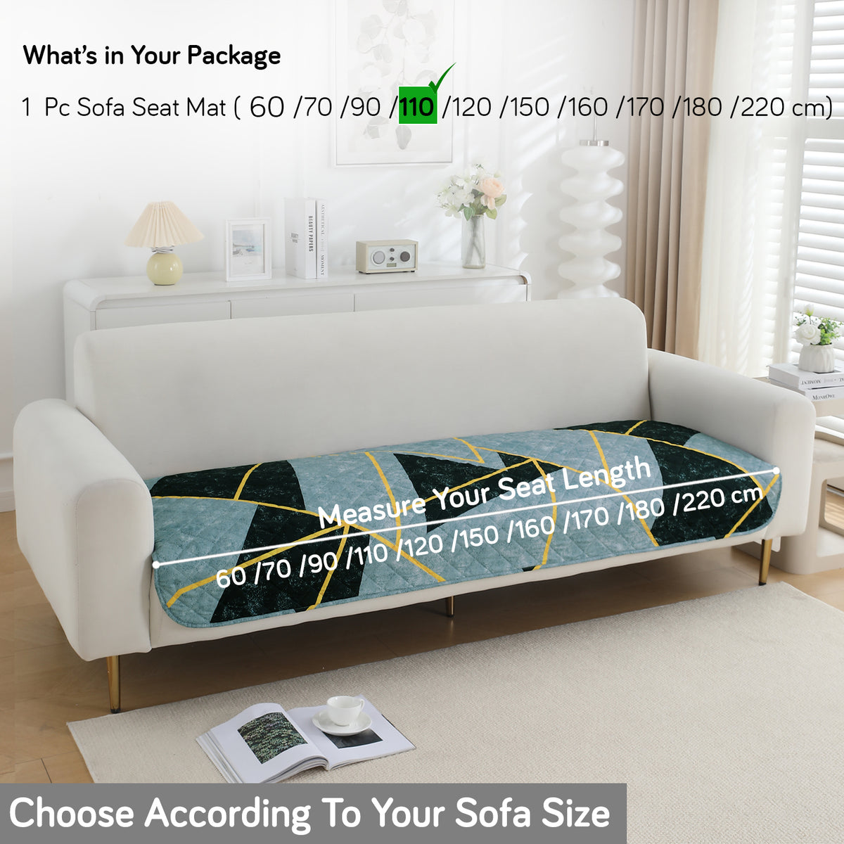 Water Repellent + Waterproof Quilted Sofa Mats, Multicolor Abstract Geometry