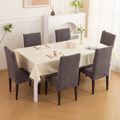 WaveLine Series 180 GSM Jacquard Chair Cover Set of 1/2/4/6, Charcoal Grey