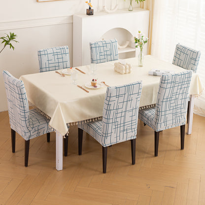 'Crossline Series' 180 GSM Jacquard Chair Cover Set 1/2/4/6, Teal Blue