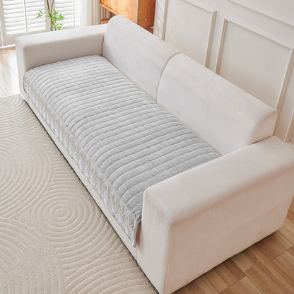 BelleLace Series Imperial Milk Velvet Sofa Cover Mat with Lace Design - Cloud Grey