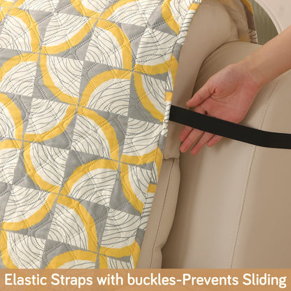 Quilted Printed Recliner Mats for 1 Seater Recliner Sofa, Windmill Cyber Yellow