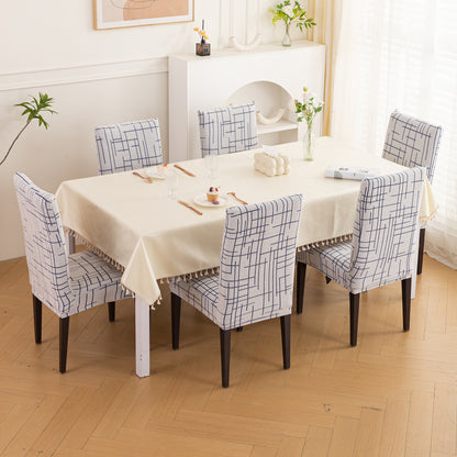 'Crossline Series' 180 GSM Jacquard Chair Cover Set 1/2/4/6, Navy Blue