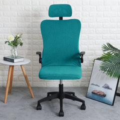 Stretchable Jacquard Office Boss Chair Seat Cover with Headrest Cover for Computer Desk Chair, Teal