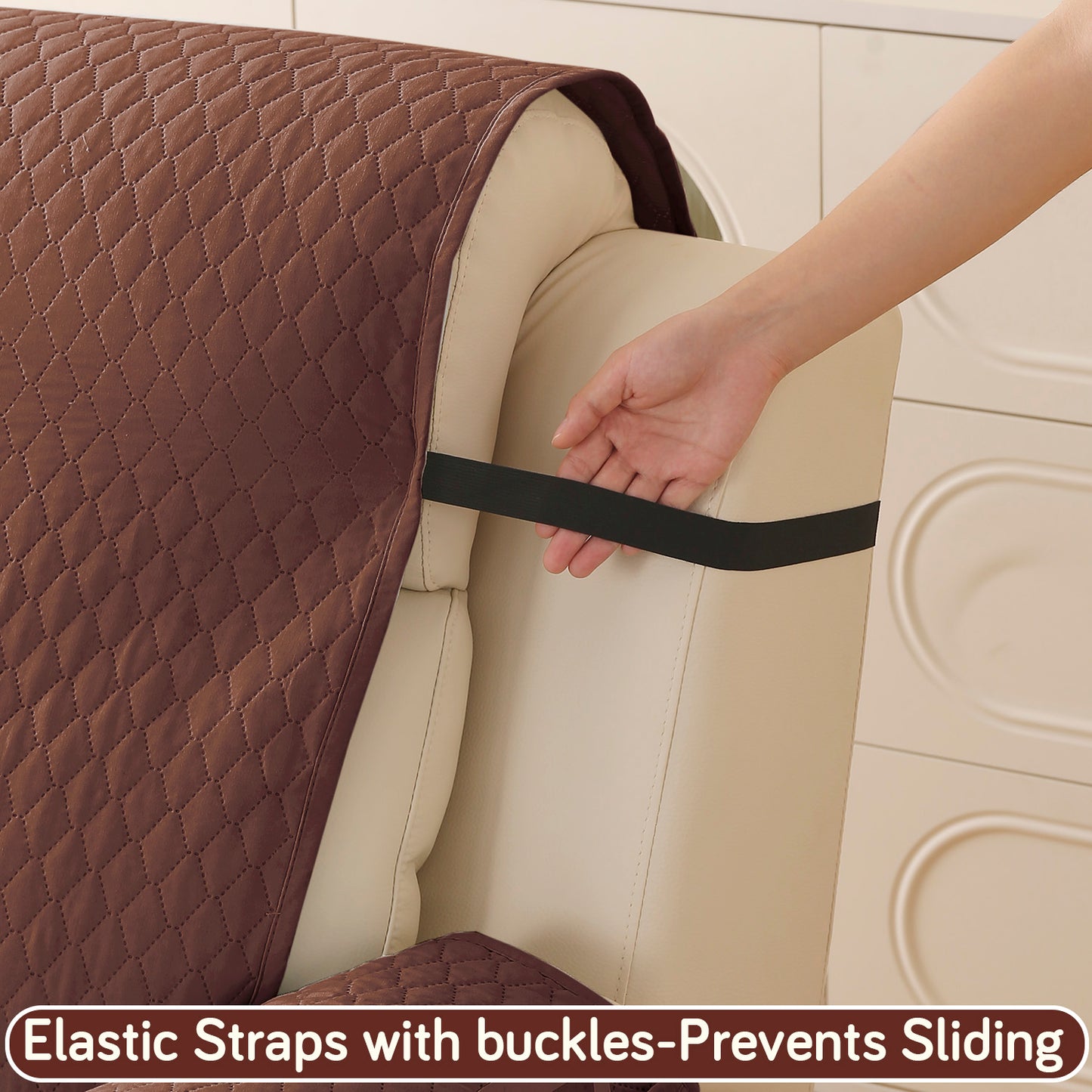 Quilted Recliner Mats for 1 Seater Recliner Sofa, Dark Coffee